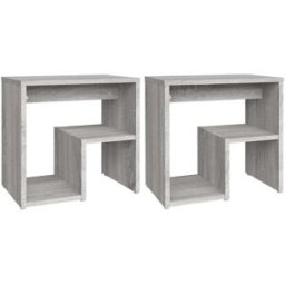 Maison Chic Juego de 2 mesitas de noche contrachapado madera gris 40x30x40 cm