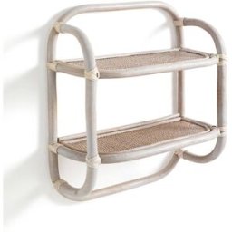 ORESTELUCHETTA Estante de pared de ratán blanqueado 50x43x20 cm