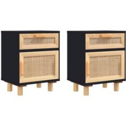 Maison Chic Juego de 2 mesitas de noche madera maciza pino negro 40x30x50 cm