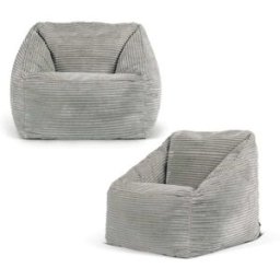 Icon Juego de 2 pufs sillones infantiles de pana gris claro