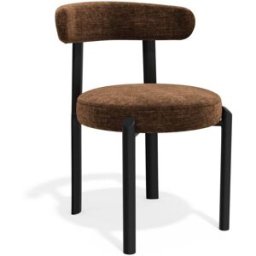 Premium Interiors Juego de 2 sillas de tejido tramado tacto suave marrón