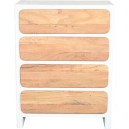 NIYLO Chifonier de madera reciclada blanco 80x42x106 cm