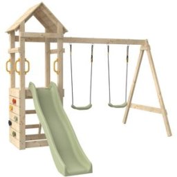TP Toys Zona de juegos con tobogán y rocódromo madera marrón h210cm