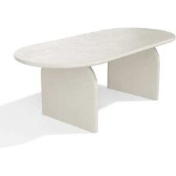 Premium Interiors Mesa de comedor de microcemento blanco