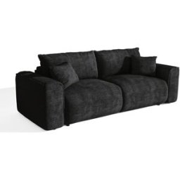 Premium Interiors Sofá cama de terciopelo canalé negro
