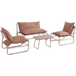 Mobili Rebecca Salón de jardín exterior para 4 personas metal y poliéster marrón