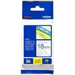 Brother TZe-243 cinta 18mm texto azul sobre blanco (8M)