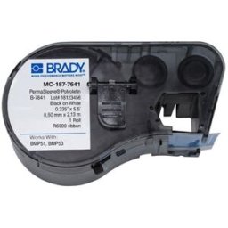 Brady MC-187-7641 cinta termorretráctil negro sobre blanco 8,50 mm x 2,13 m