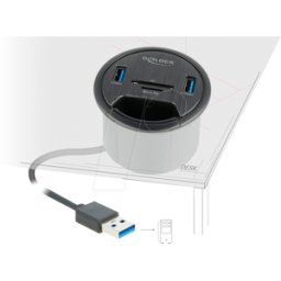 DELOCK 64152 - Concentrador de sobremesa USB 3.0 de 2 puertos tipo a