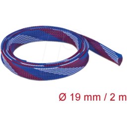 DELOCK 20746 - Manguito trenzado elástico 2 m x 19 mm azul-rojo-blanco