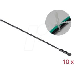 DELOCK 18967 - Sujetacables, reutilizable, 310 x 4,5 mm, negro, 10 uds