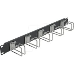 DELOCK 42628 - Panel de gestión de cables 1U de 19", 4 soportes, negro