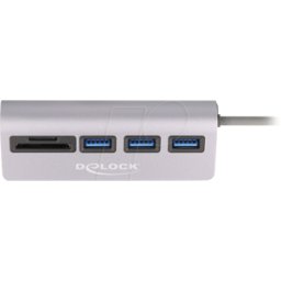 DELOCK 64292 - Replicador de puertos, 3 puertos USB, incl. Lector de tarjetas