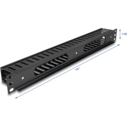DELOCK 81555 - Panel de gestión de cables de 19" en negro, 1U