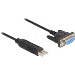 DELOCK 67382 - Adaptador USB 2.0 a serie RS-232 Sub-D 9 hembra con tornillos, c