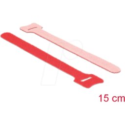 DELOCK 18689 - Brida de velcro para cables, 150 mm, x 12 mm, 10 piezas, rojo