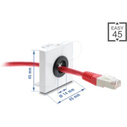 DELOCK 91071 - Easy 45 Cable Bushing round Ø 14 mm white / black