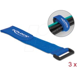 DELOCK 19536 - Bridas para cables de velcro con lazo L 280 x B 38 mm azul 3 uni