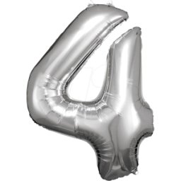 AMSC BALLON 4 SI - AMSCAN Foil Globo número 4 plata