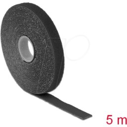 DELOCK 18711 - Cinta de velcro en rollo LA 5 m x AN 13 mm negra