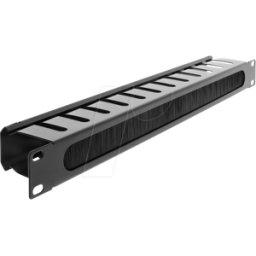 DELOCK 67628 - Panel de gestión de cables de 19" con cepillo, 1 U, negro