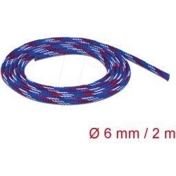 DELOCK 20741 - Manguera trenzada extensible 2 m x 6 mm azul-rojo-blanco