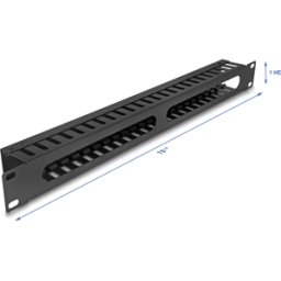 DELOCK 81558 - Panel de gestión de cables de 19" negro, 1U