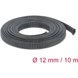 DELOCK 18902 - Funda trenzada estirable 10 m x 12 mm, color negro