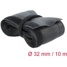 DELOCK 19059 - Funda trenzada con cierre de gancho y lazo 10 m x 32 mm negro