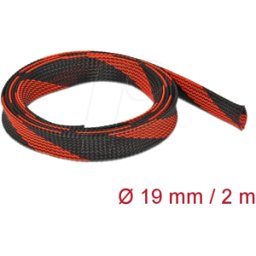 DELOCK 20743 - Manguito trenzado elástico 2 m x 19 mm negro-rojo
