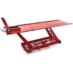 HBM mesa elevadora para motos 220 x 67 cm, hidráulica, roja
