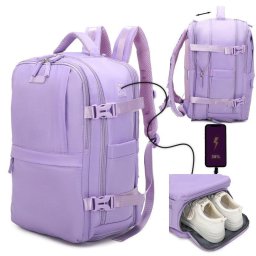Mochila de cabina RAYKONG 40x30x20 cm 24 L impermeable portátil 16" morada