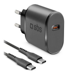 Cargador SBS TEKITTRTC15W 15 W USB-C Carga Rápida 9 V Cable 1 m Negro