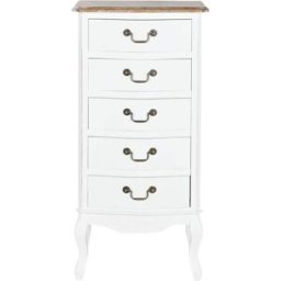 NIYLO Chifonier de madera blanco 48x35x100 cm