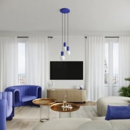 Wonderlamp Lámpara de techo azul con 3 esferas de cristal colgantes