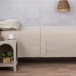 Manterol Juego sábanas algodón beige con vivo verde - trend 180cm