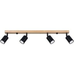 Wonderlamp Lámpara de techo de madera con focos orientables negro