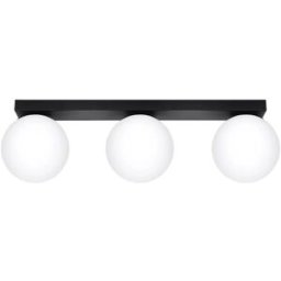 Wonderlamp Lámpara de techo rectangular negro con 3 esferas blancas
