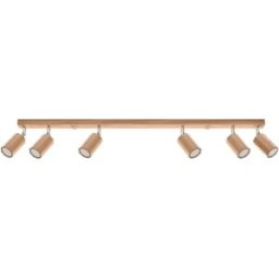 Wonderlamp Lámpara de techo lineal con 6 focos de madera natural