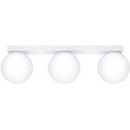 Wonderlamp Lámpara de techo rectangular blanco con 3 esferas de cristal