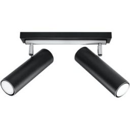 Wonderlamp Lámpara de techo negro y cromo con 2 focos orientables