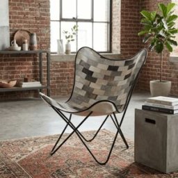 NIYLO Silla mariposa de acero blanco 74x70x90 cm