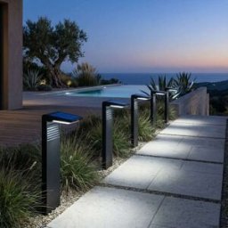 LUMISKY Juego de 8 estacas solares para tierra negro h41cm