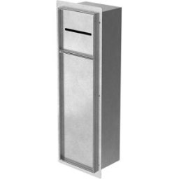ECD Germany Soporte para escobilla de wc empotrado acero plateado 60x20cm con tapa
