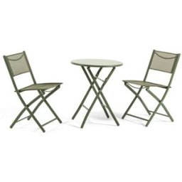 Fuori Set de balcón plegable verde con mesa redonda y 2 sillas