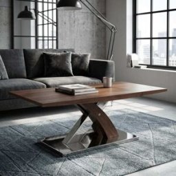 NIYLO Mesa de centro de madera marrón 120x60x43 cm