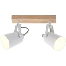 Cristalrecord Regleta techo nórdico de madera y 2 focos metálicos blancos orientable