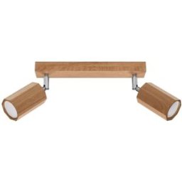 Wonderlamp Lámpara de techo lineal con 2 focos de madera natural
