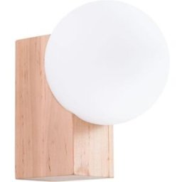 Wonderlamp Aplique de pared de madera madera natural con globo de cristal g9