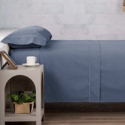 Manterol Juego sábanas algodón azul con vivo celeste - trend 180cm